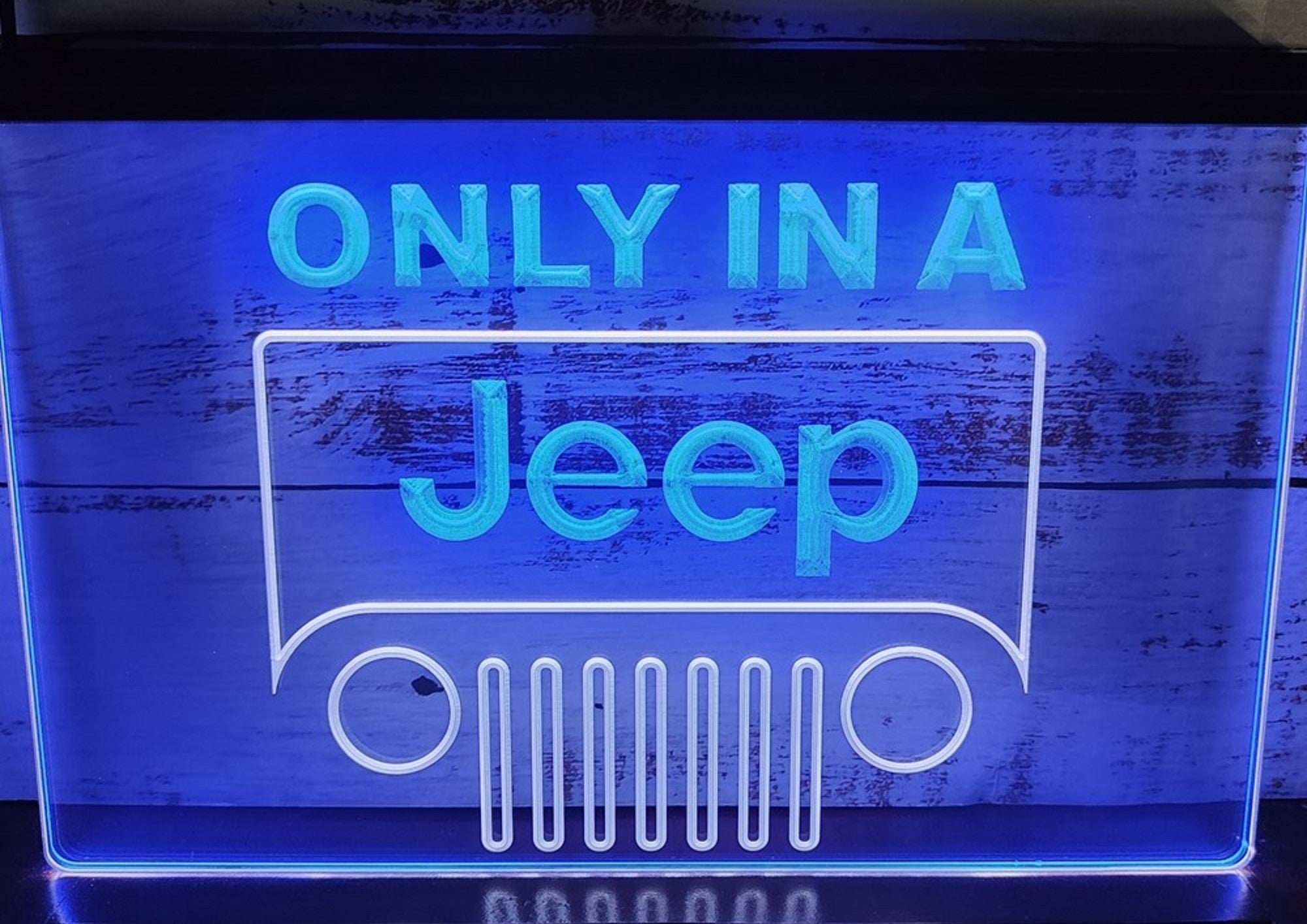 Only In A Jeep Led Neon Sign Dual Color Wall Hanging Or Desktop Decor