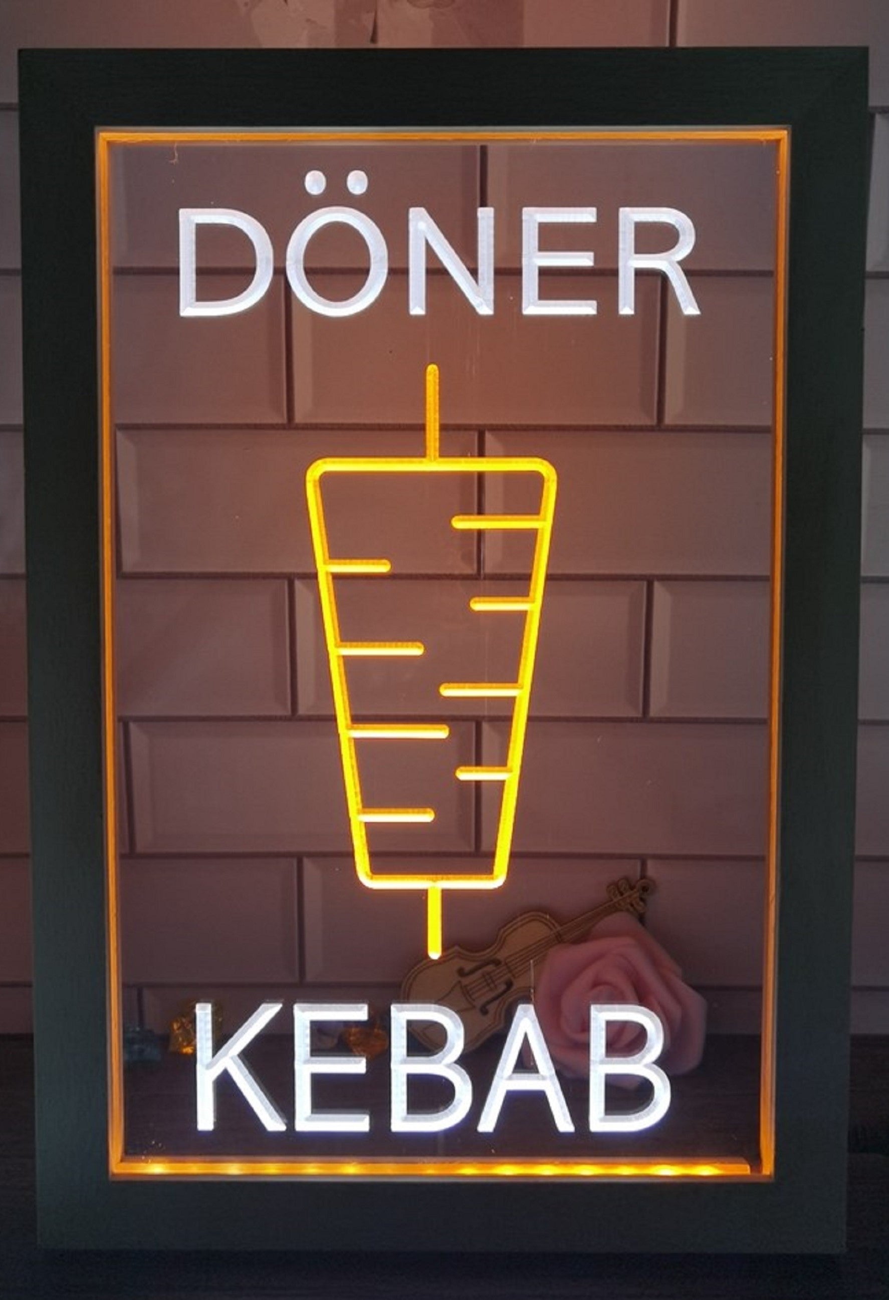 Doner Kebab Led Neon Sign Framed Kebab Turkish Lebanese Restaurant Decor