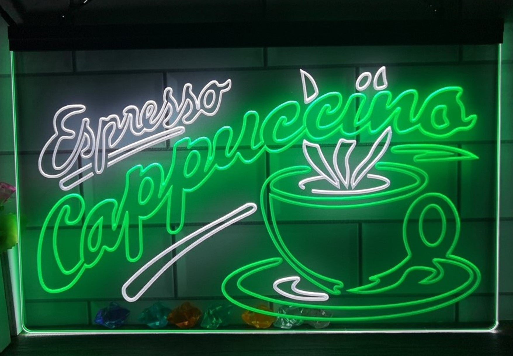 Espresso Cappuccino Led Neon Sign Dual Color Home Coffee Shop Decor