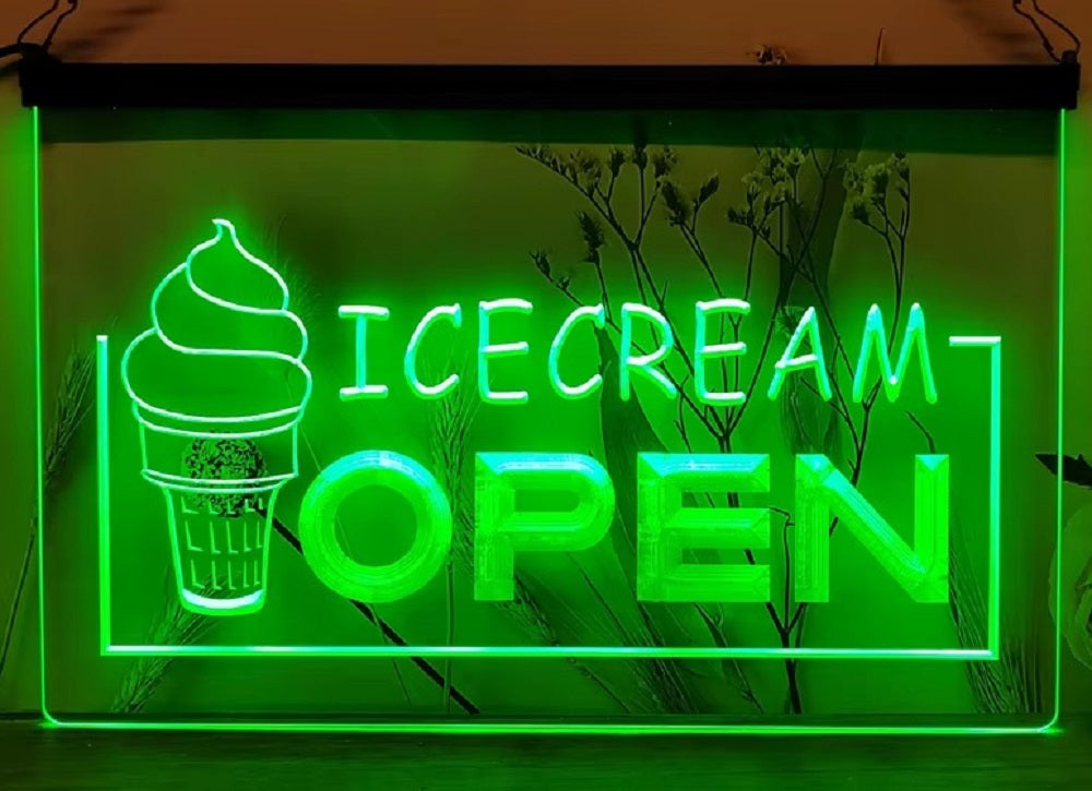 Ice Cream Open Led Neon Sign Ice Cream Smoothie Slushie Store Decor
