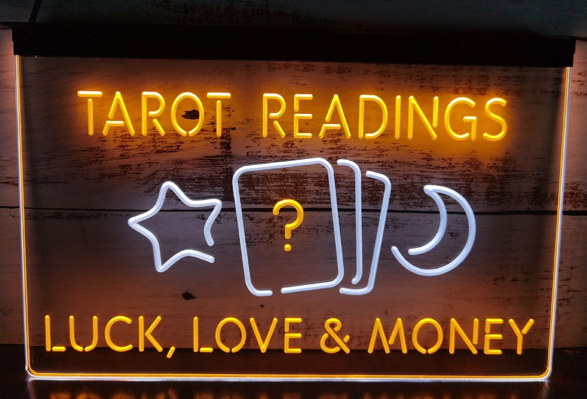 Tarot Readings Luck Love & Money Led Neon Sign Dual Color Tarot Shop Decor