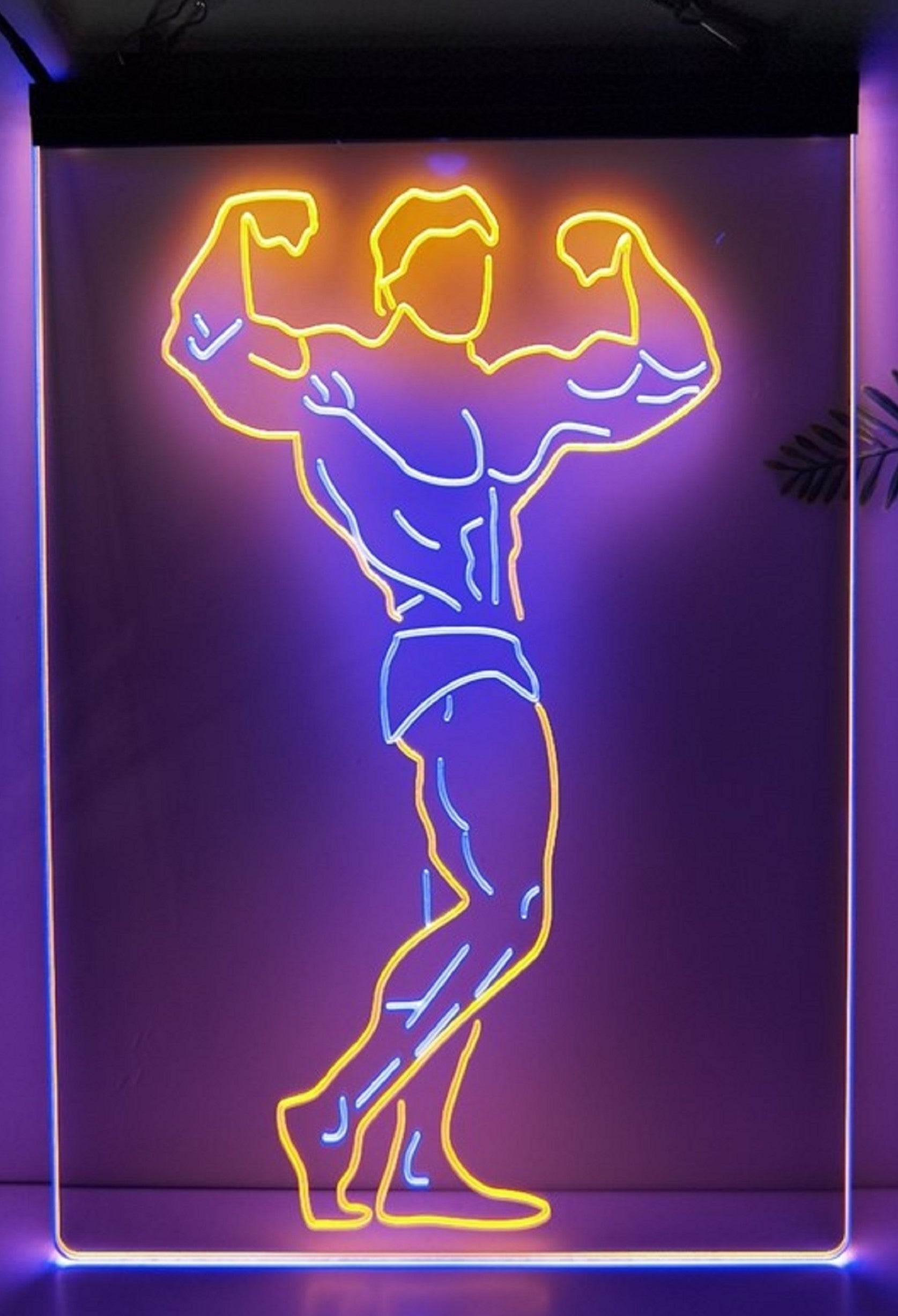Bodybuilder Led Neon Sign Dual Color Home Gym Athletic Club Gymnasium Decor