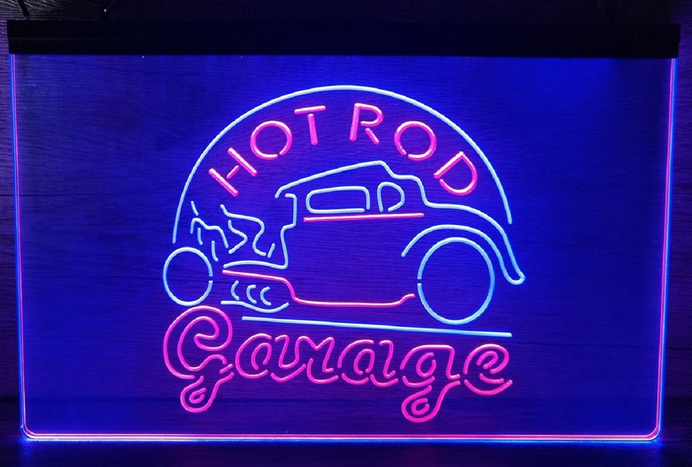 Hot Rod Garage Led Neon Sign Dual Color Movie Studio Home Theatre Room Decor