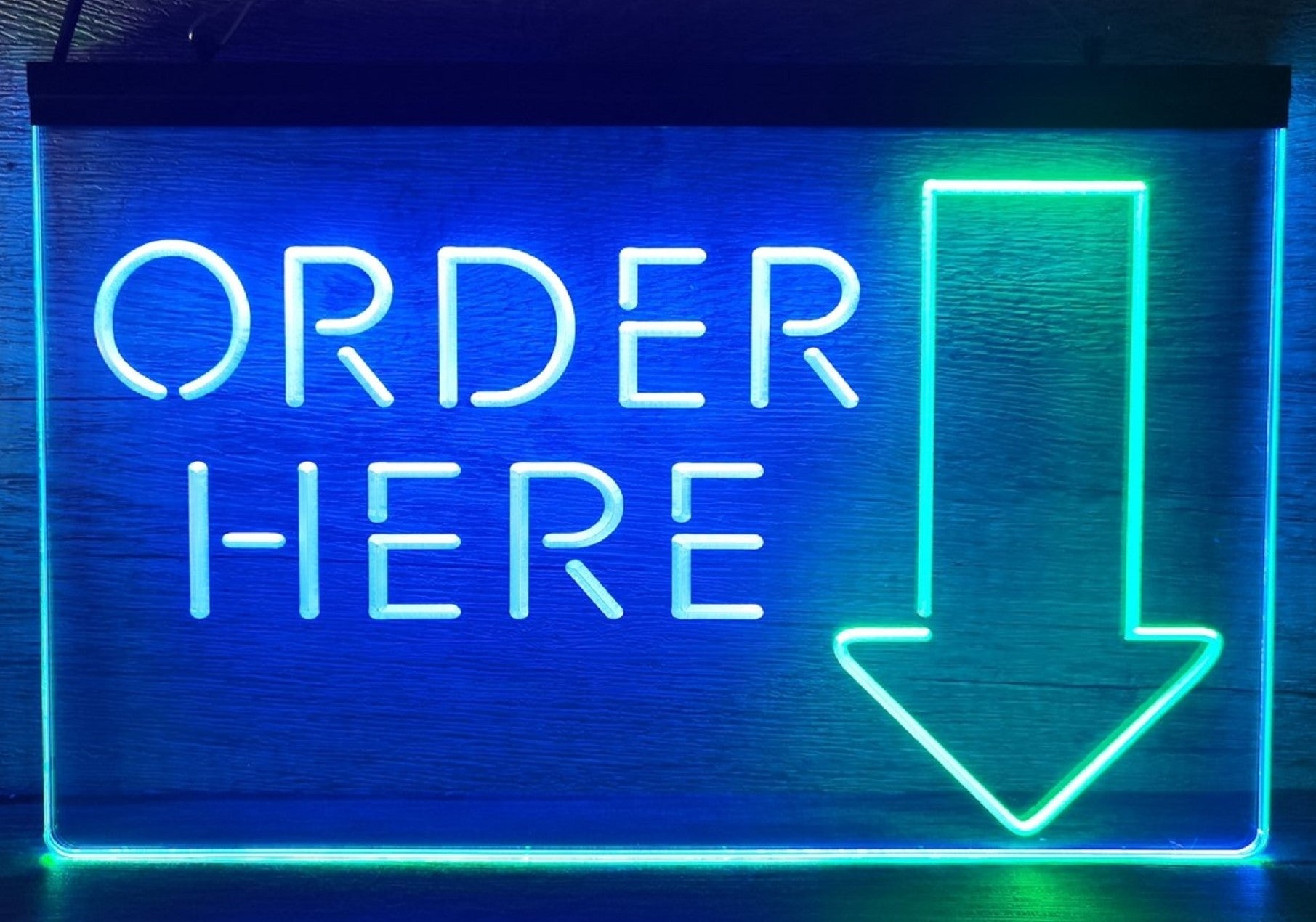 Order Here Led Neon Sign Dual Color Shop Restaurant Decor Wall Hanging Desktop