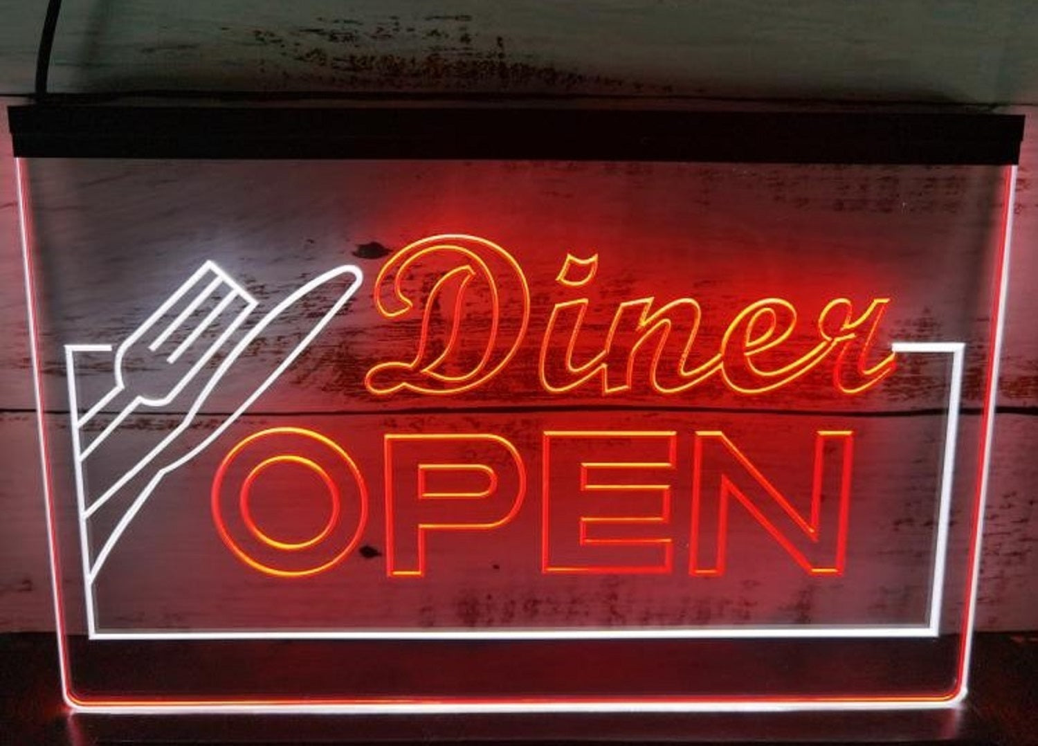 Diner Open Led Neon Sign Dual Color Diner Restaurant Wall Or Desktop Decor