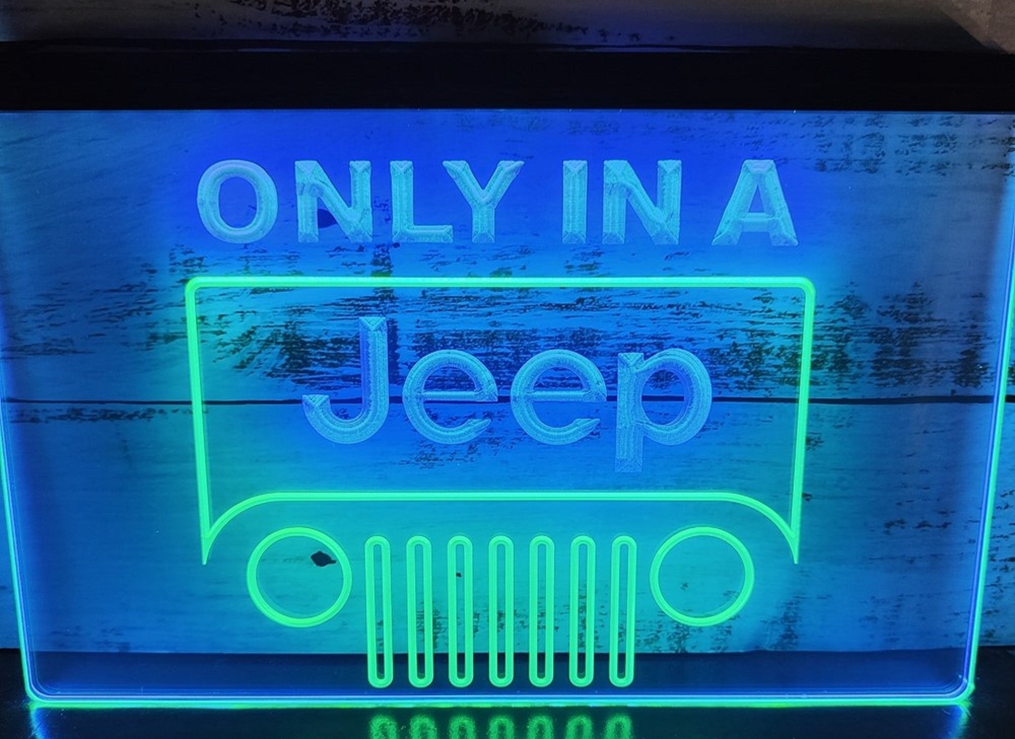 Only In A Jeep Led Neon Sign Dual Color Wall Hanging Or Desktop Decor