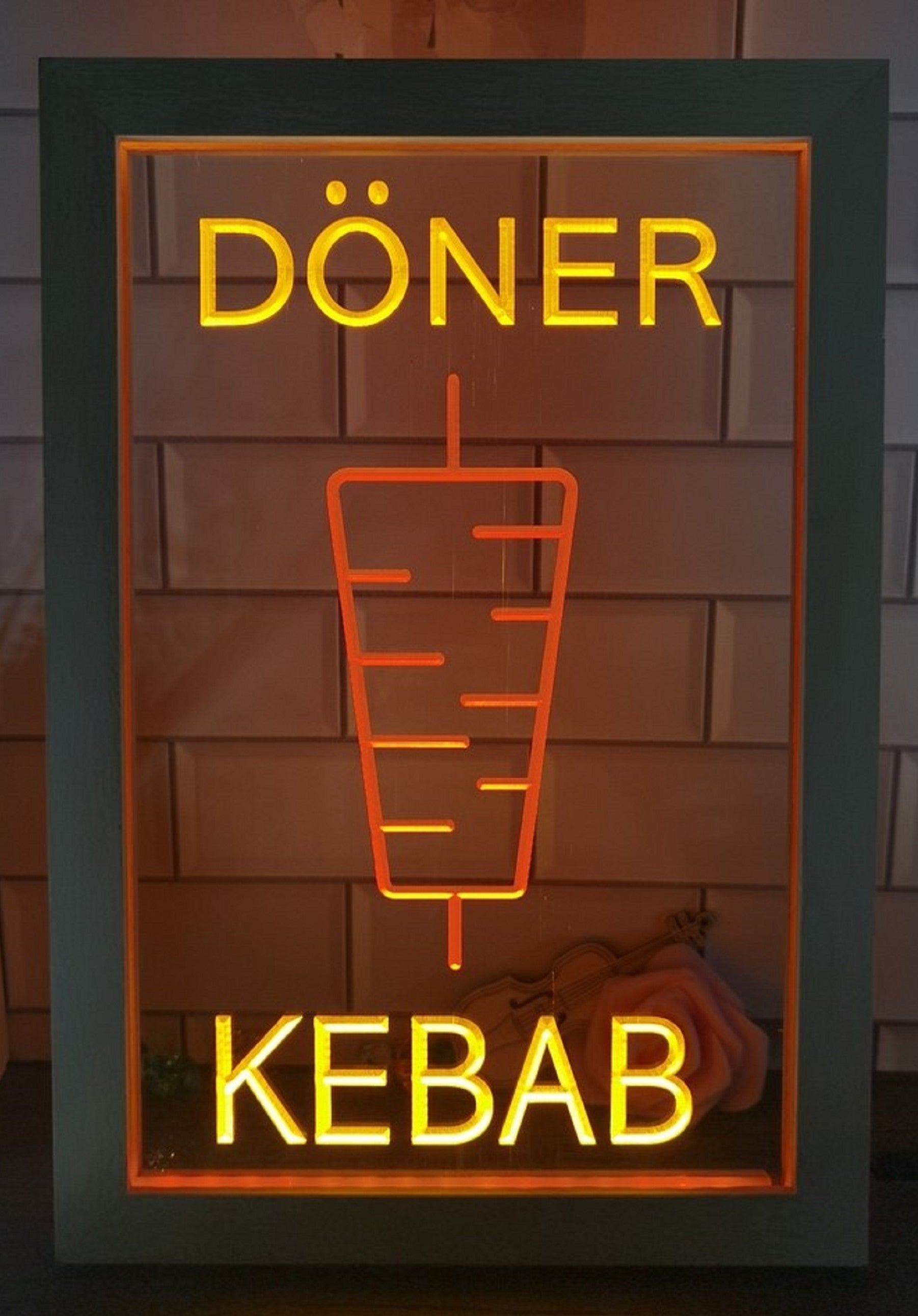Doner Kebab Led Neon Sign Framed Kebab Turkish Lebanese Restaurant Decor