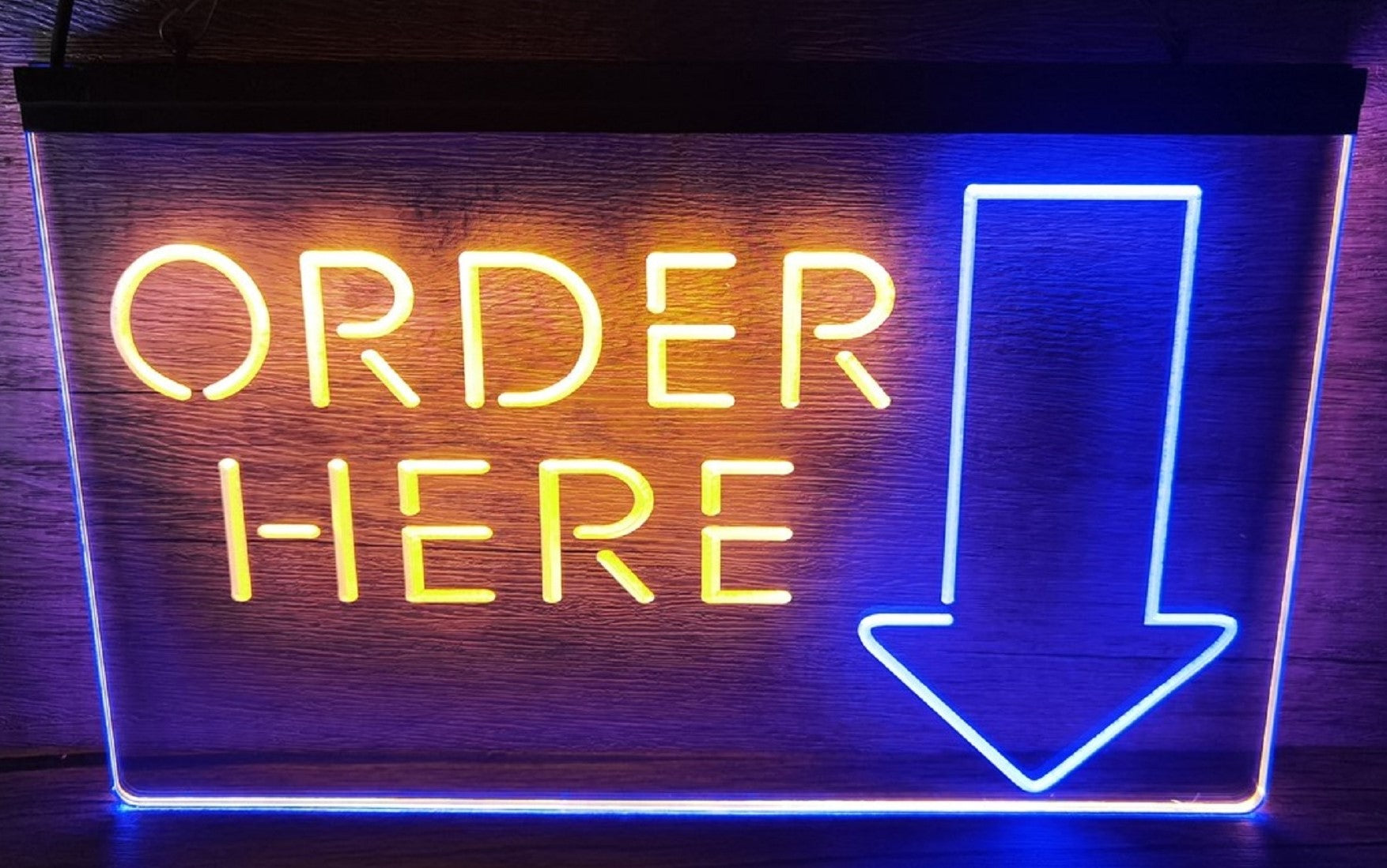 Order Here Led Neon Sign Dual Color Shop Restaurant Decor Wall Hanging Desktop