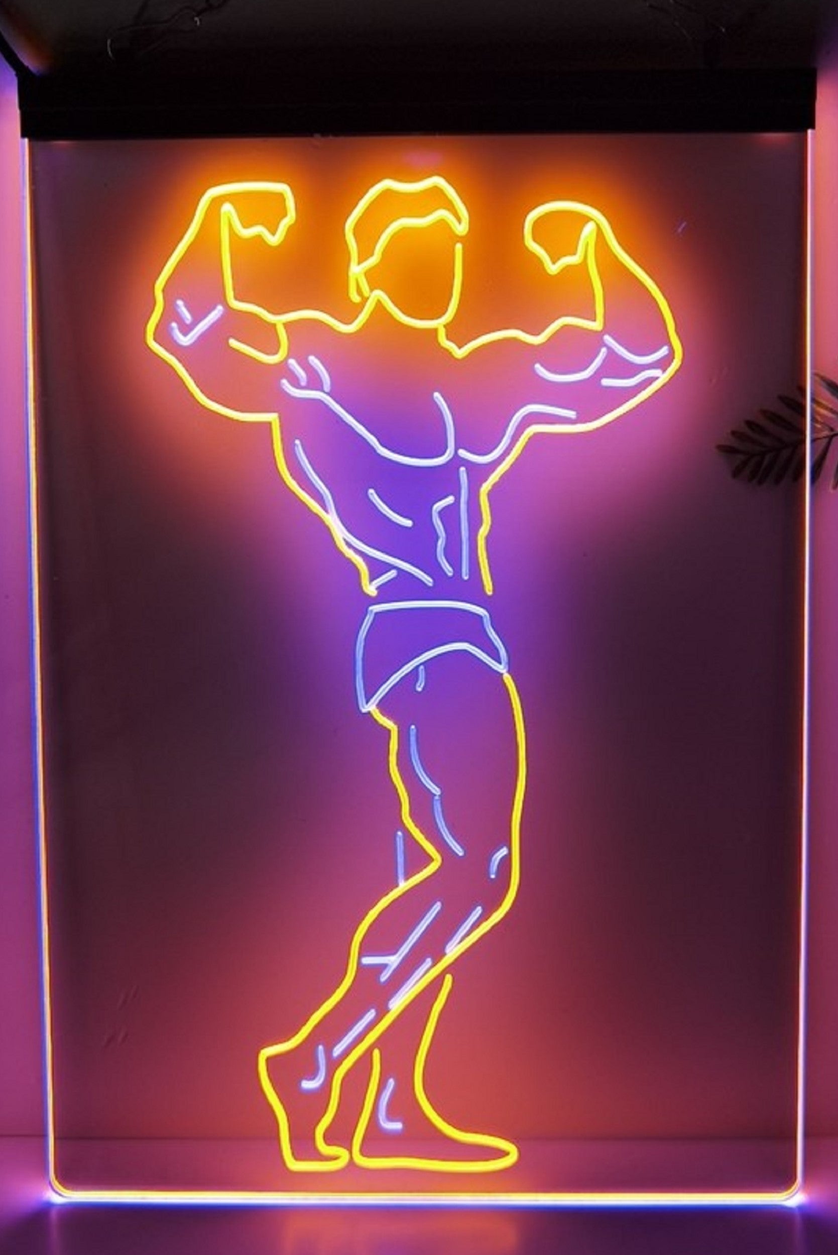 Bodybuilder Led Neon Sign Dual Color Home Gym Athletic Club Gymnasium Decor