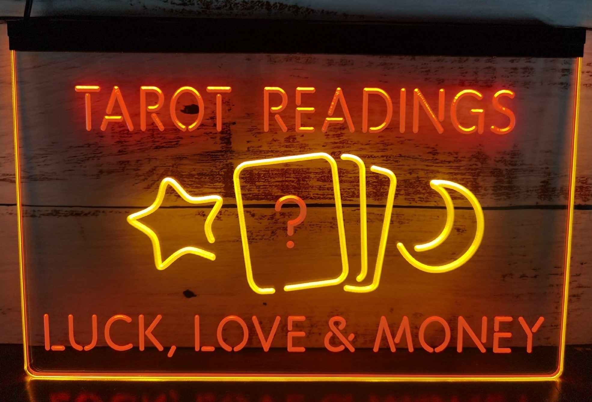 Tarot Readings Luck Love & Money Led Neon Sign Dual Color Tarot Shop Decor