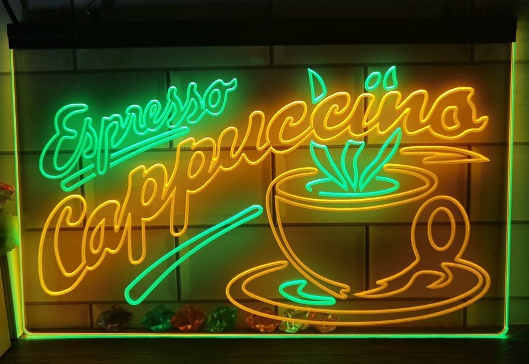 Espresso Cappuccino Led Neon Sign Dual Color Home Coffee Shop Decor