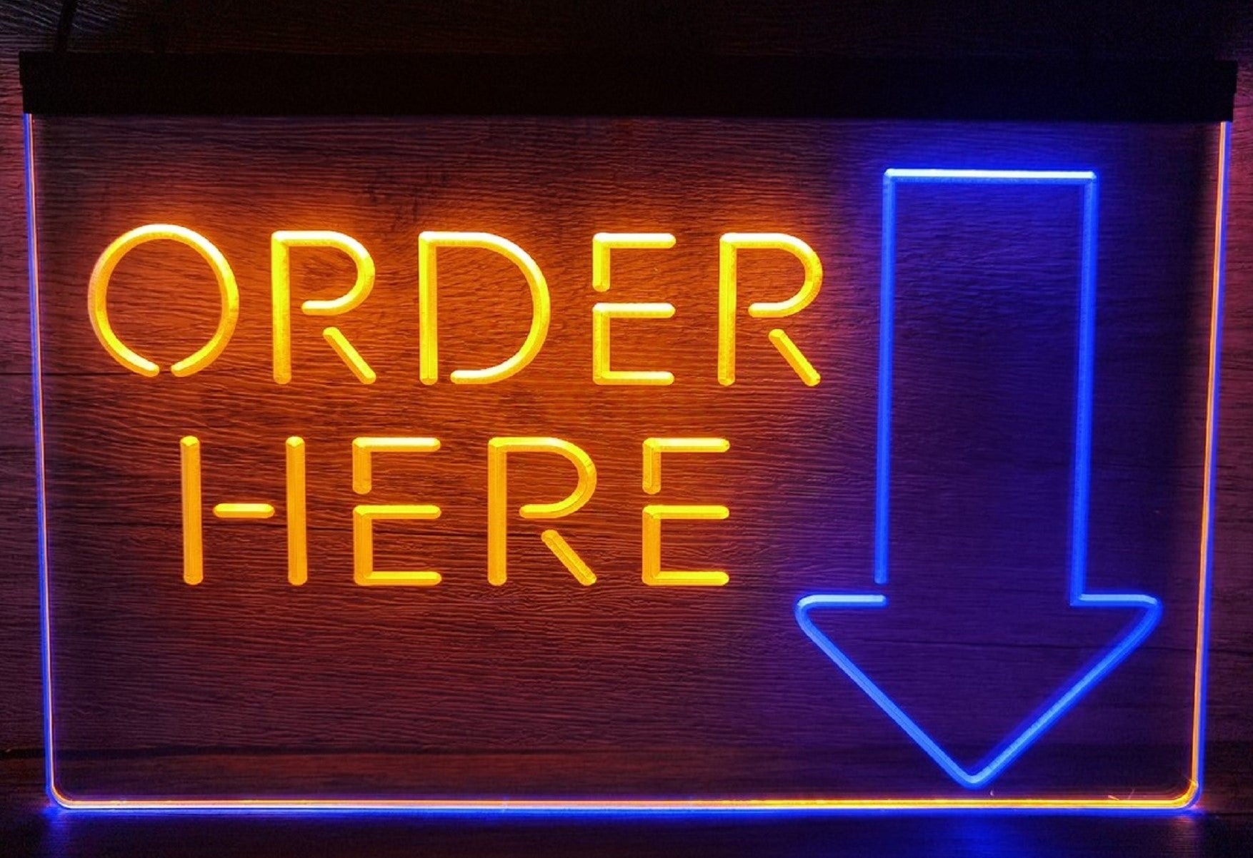 Order Here Led Neon Sign Dual Color Shop Restaurant Decor Wall Hanging Desktop