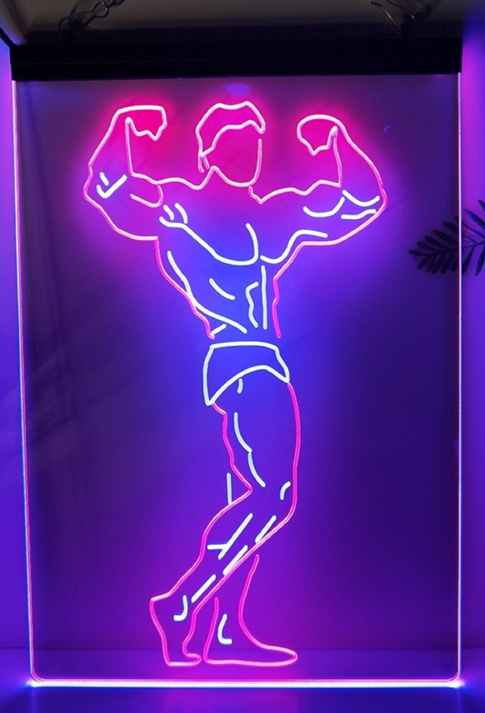 Bodybuilder Led Neon Sign Dual Color Home Gym Athletic Club Gymnasium Decor