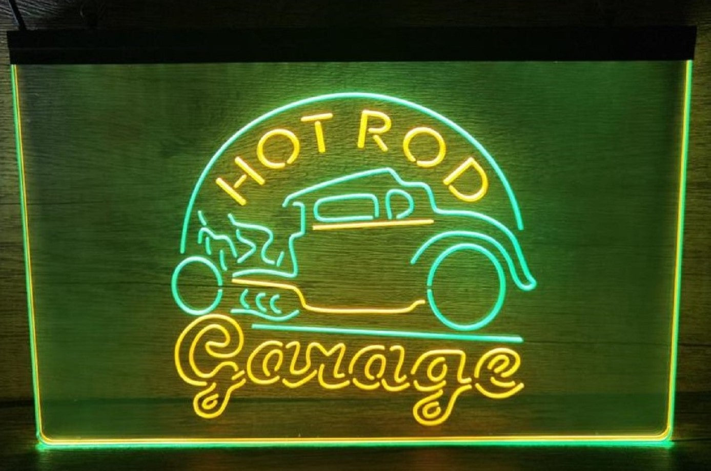 Hot Rod Garage Led Neon Sign Dual Color Movie Studio Home Theatre Room Decor