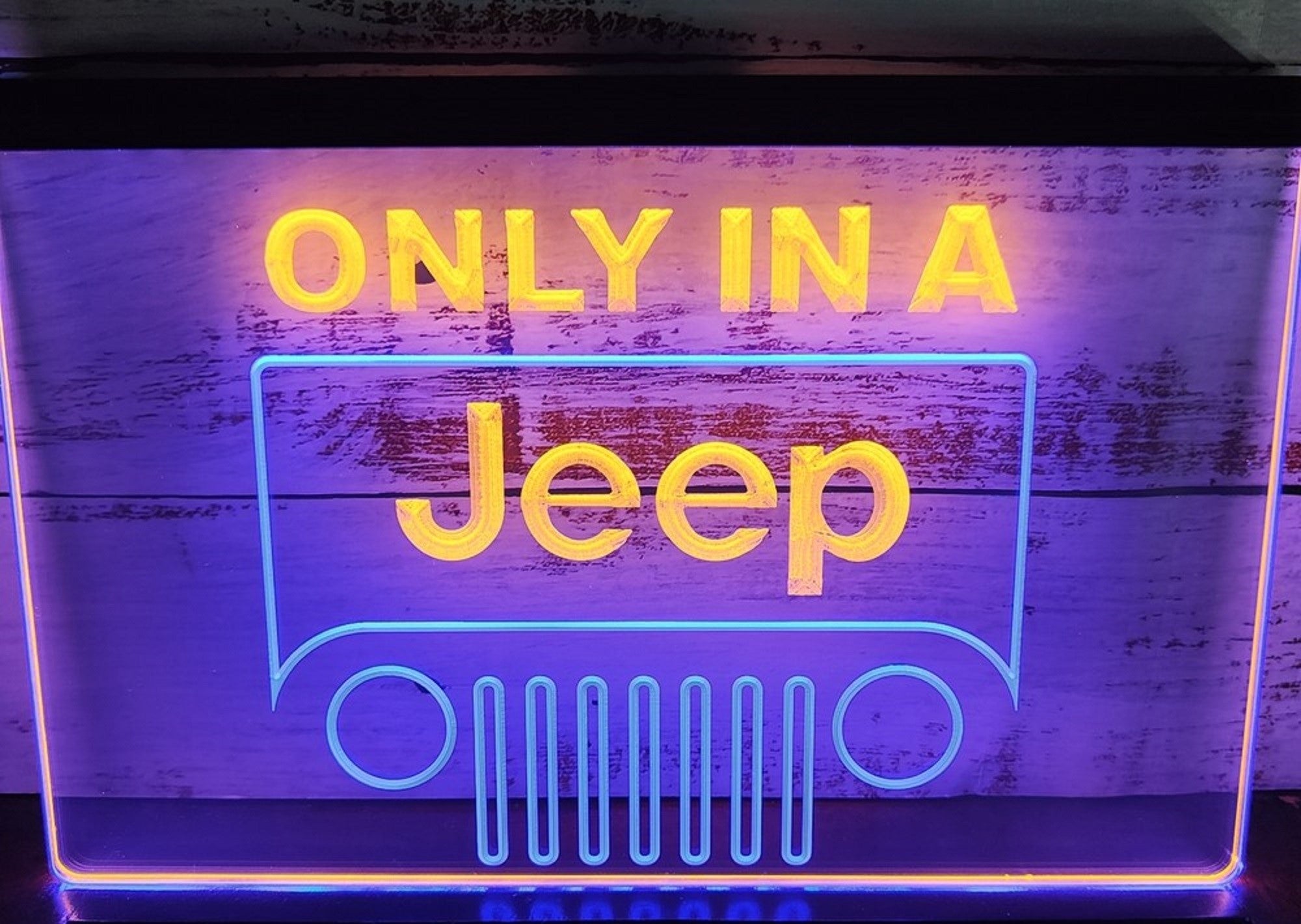 Only In A Jeep Led Neon Sign Dual Color Wall Hanging Or Desktop Decor
