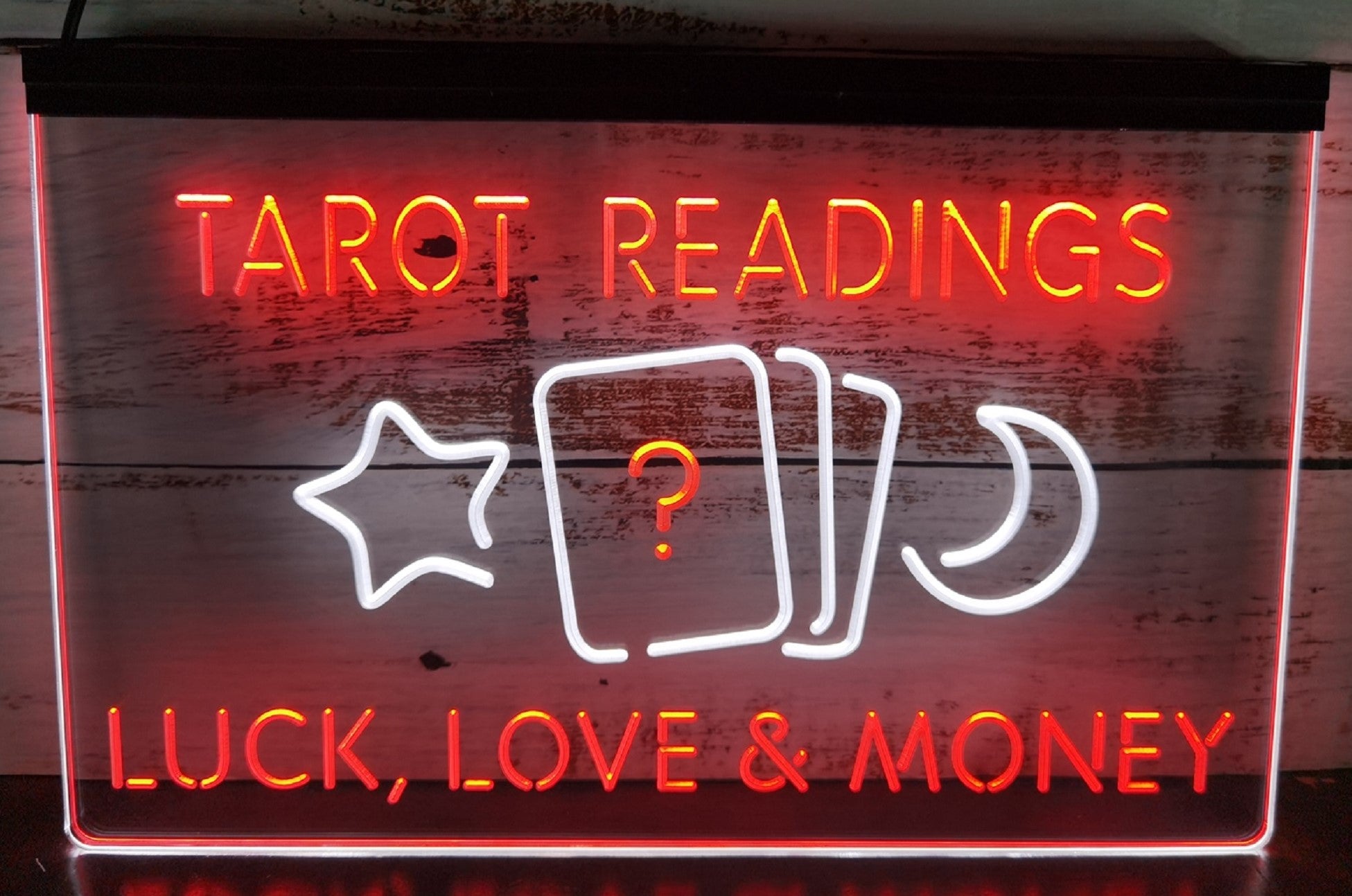 Tarot Readings Luck Love & Money Led Neon Sign Dual Color Tarot Shop Decor