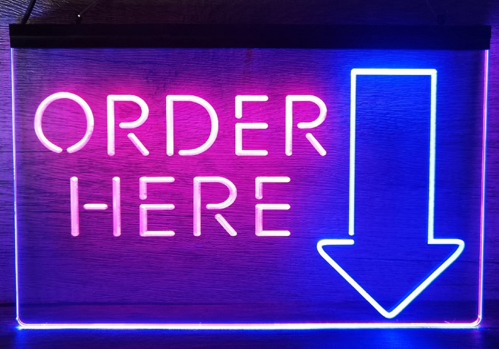 Order Here Led Neon Sign Dual Color Shop Restaurant Decor Wall Hanging Desktop