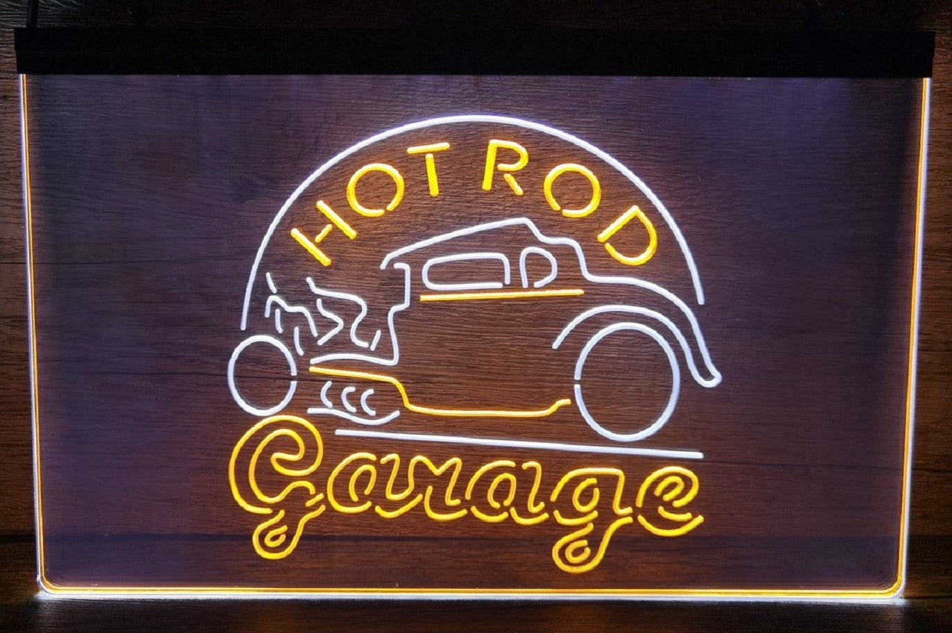 Hot Rod Garage Led Neon Sign Dual Color Movie Studio Home Theatre Room Decor