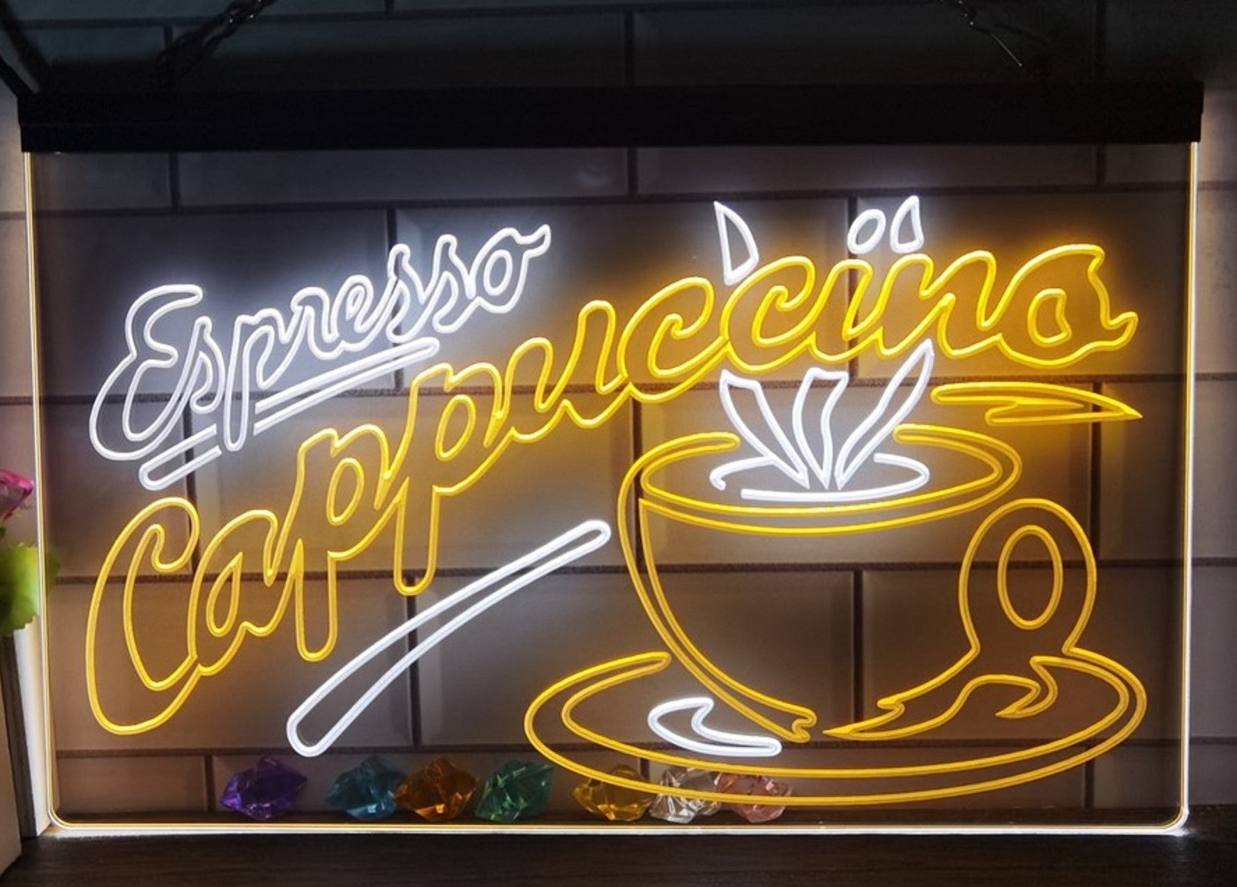 Espresso Cappuccino Led Neon Sign Dual Color Home Coffee Shop Decor