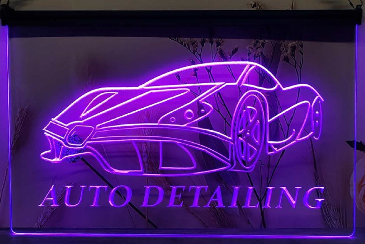 Auto Detailing Led Neon Sign Auto Detailing Car Wash Shop Decor Wall Hanging Desktop