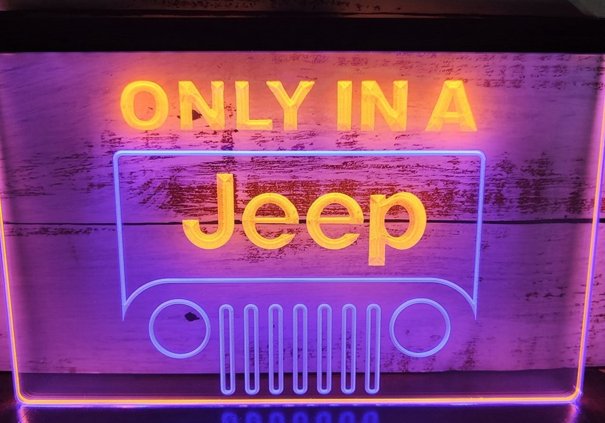Only In A Jeep Led Neon Sign Dual Color Wall Hanging Or Desktop Decor