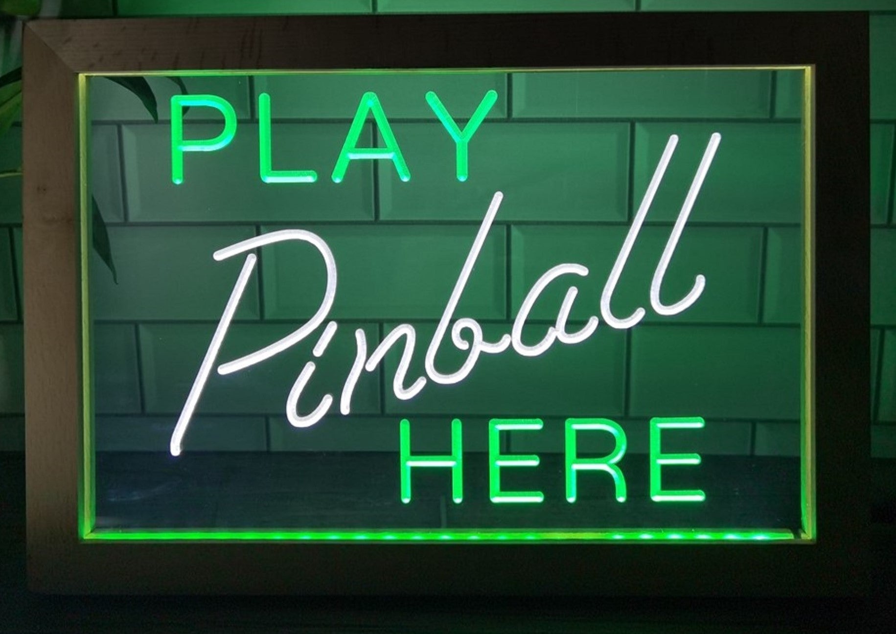 Play Pinball Here Led Neon Sign Framed Arcade Pinball Shop Decor