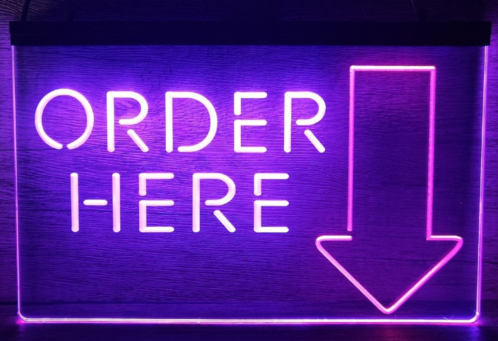 Order Here Led Neon Sign Dual Color Shop Restaurant Decor Wall Hanging Desktop