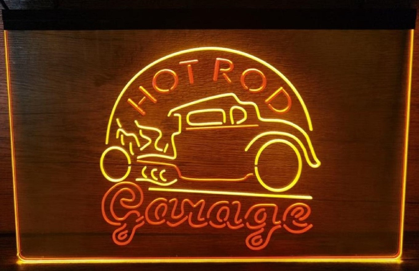 Hot Rod Garage Led Neon Sign Dual Color Movie Studio Home Theatre Room Decor