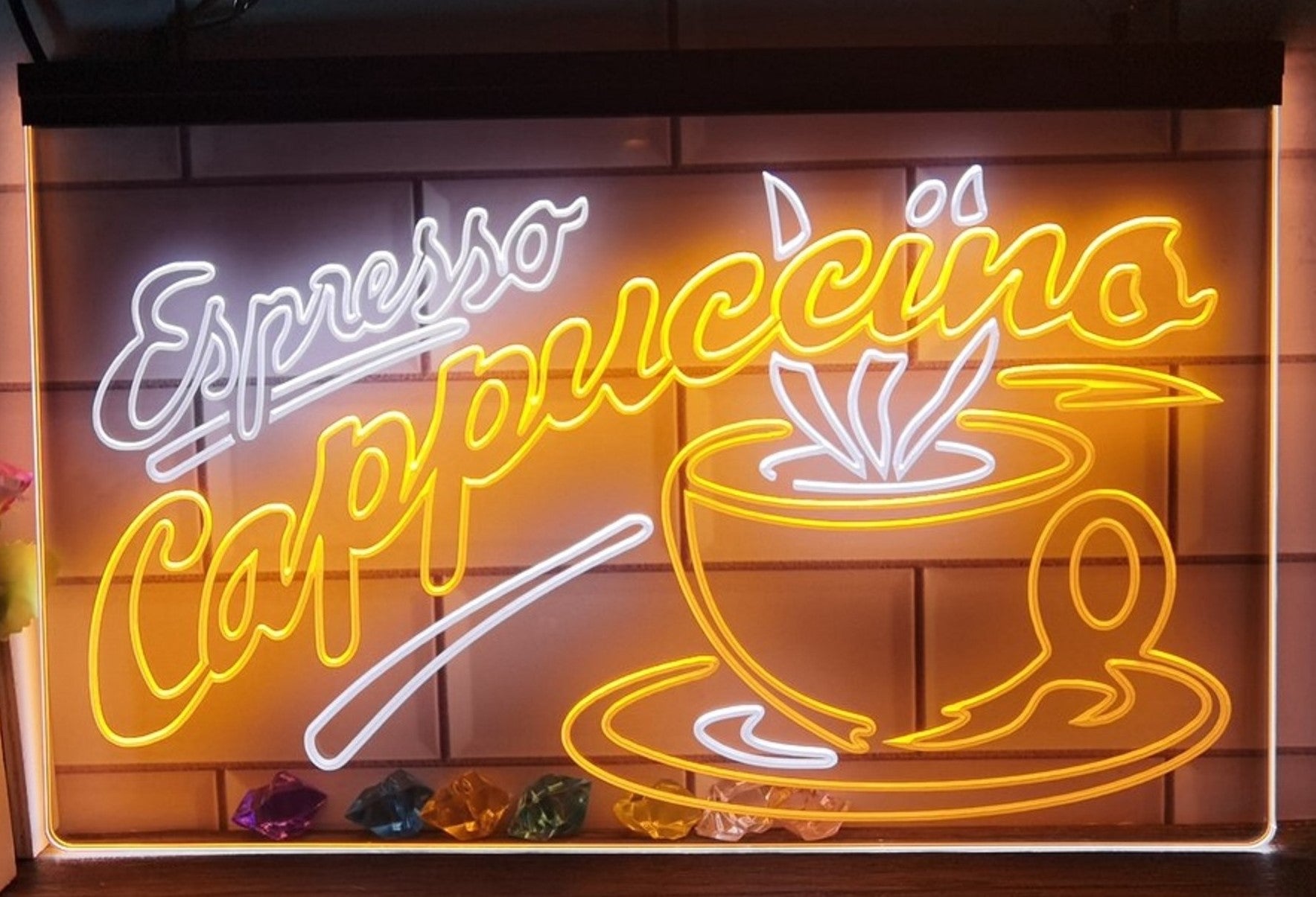 Espresso Cappuccino Led Neon Sign Dual Color Home Coffee Shop Decor