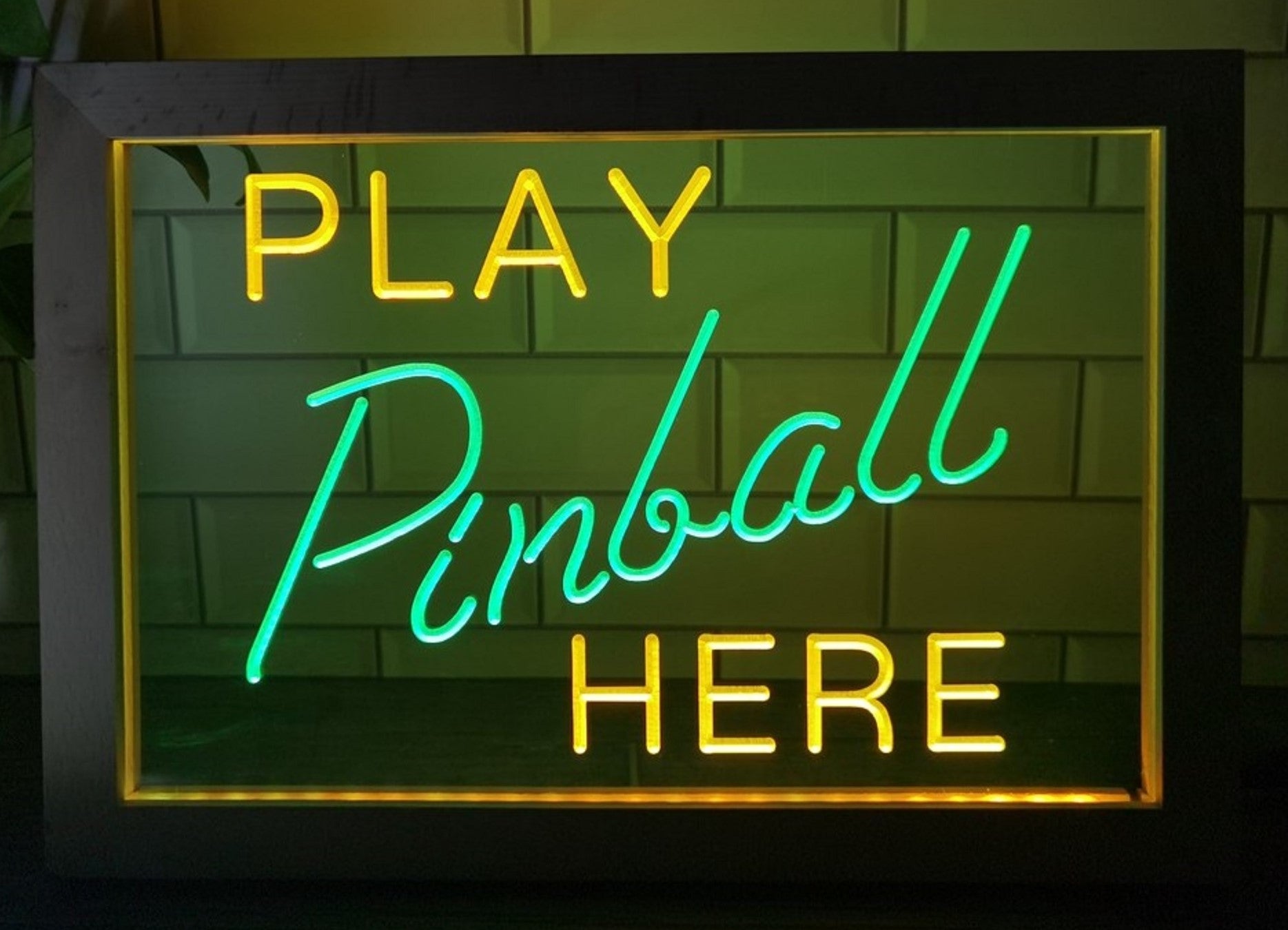 Play Pinball Here Led Neon Sign Framed Arcade Pinball Shop Decor