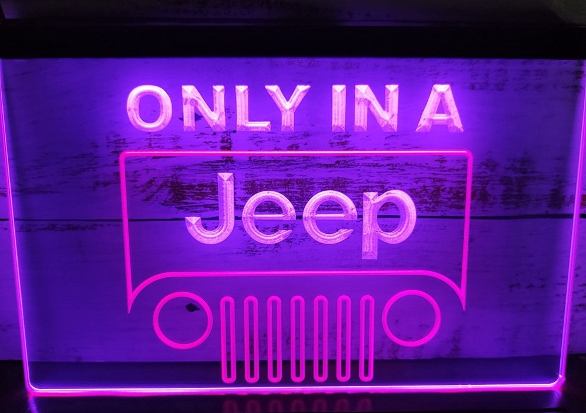 Only In A Jeep Led Neon Sign Dual Color Wall Hanging Or Desktop Decor