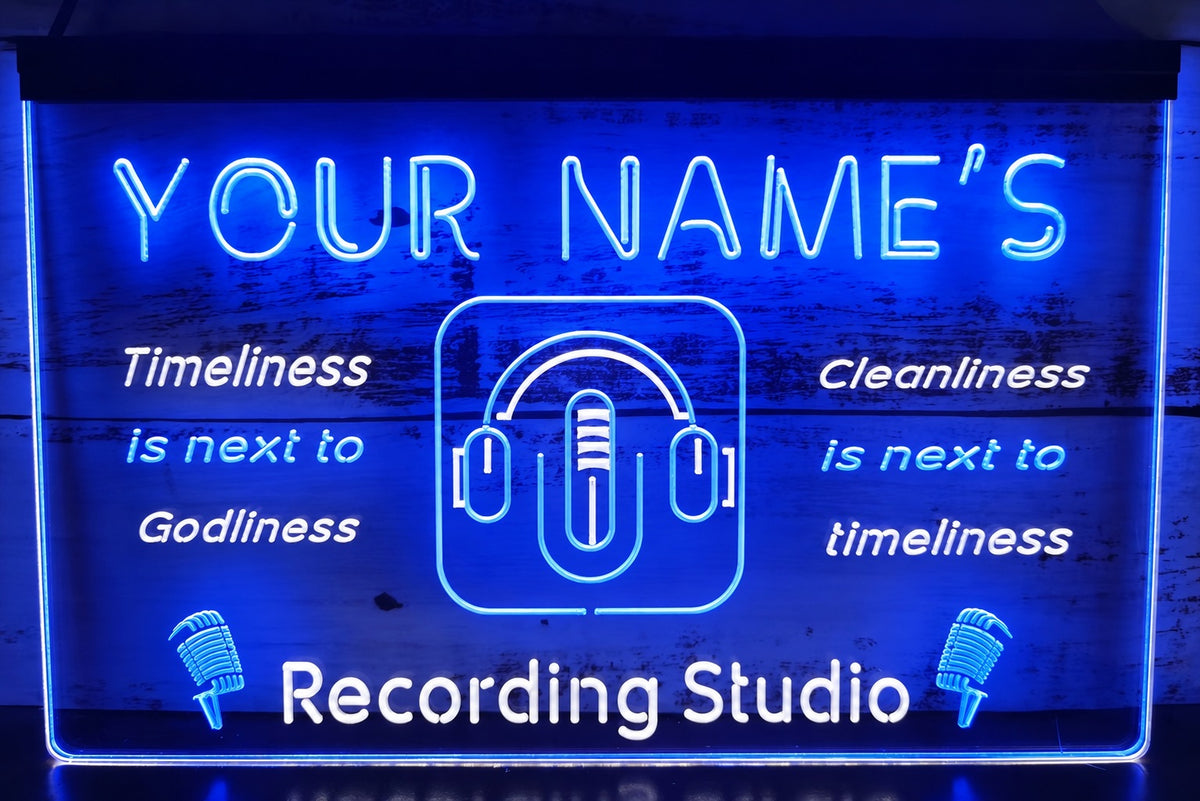 Custom Your Name Recording Studio Led Neon Sign Dual Color Wall Hanging Desktop Decor
