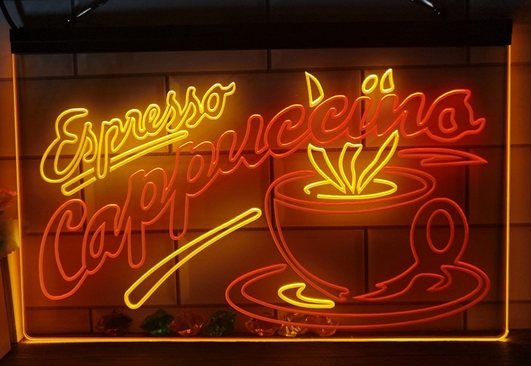 Espresso Cappuccino Led Neon Sign Dual Color Home Coffee Shop Decor