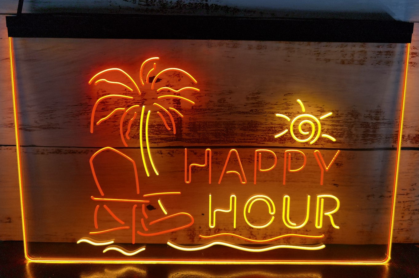 Happy Hour Beach Led Neon Sign Dual Color Home Restaurant Coffee Shop Decor