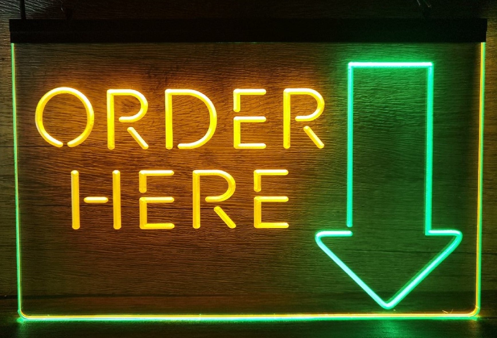 Order Here Led Neon Sign Dual Color Shop Restaurant Decor Wall Hanging Desktop