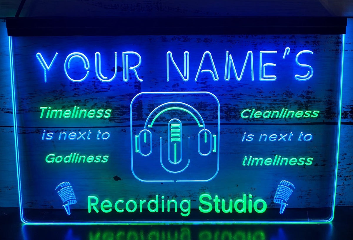 Custom Your Name Recording Studio Led Neon Sign Dual Color Wall Hanging Desktop Decor