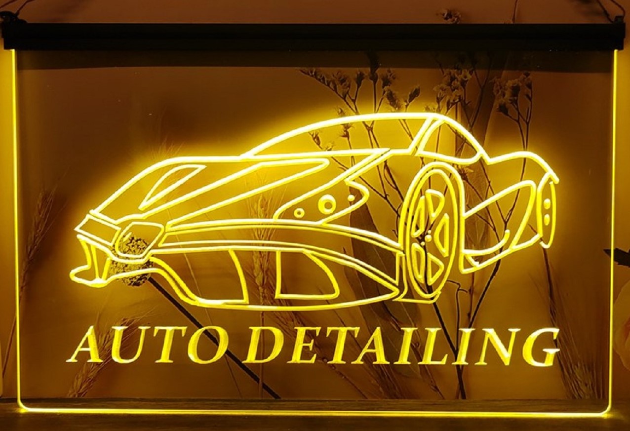 Auto Detailing Led Neon Sign Auto Detailing Car Wash Shop Decor Wall Hanging Desktop