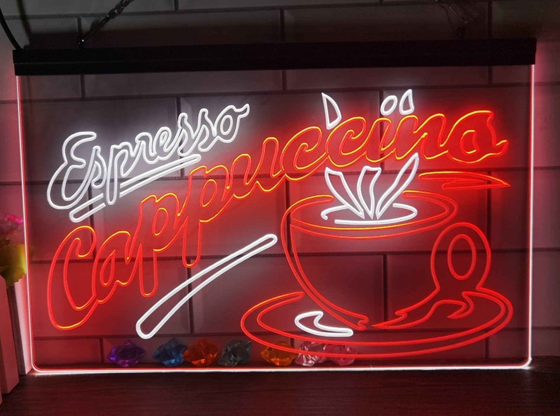 Espresso Cappuccino Led Neon Sign Dual Color Home Coffee Shop Decor
