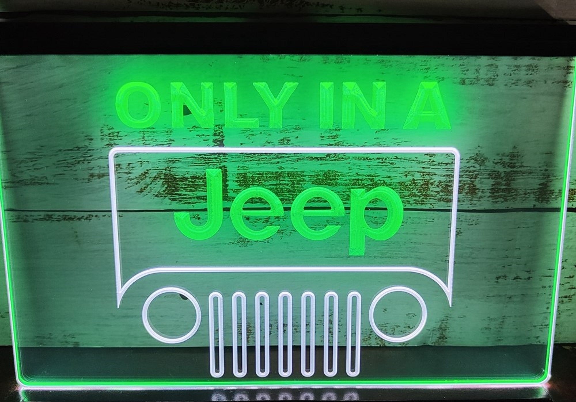 Only In A Jeep Led Neon Sign Dual Color Wall Hanging Or Desktop Decor