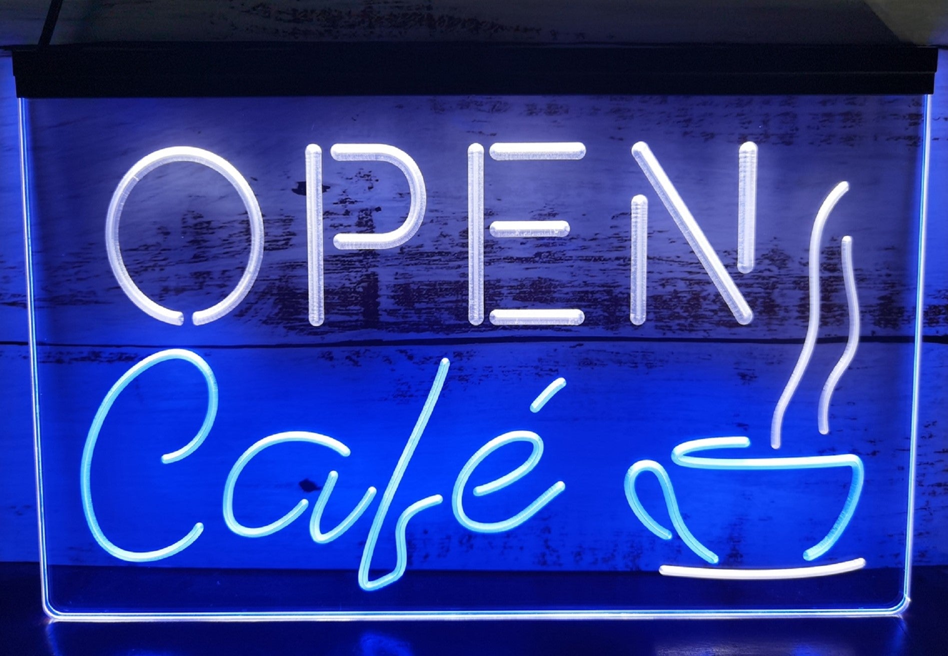 Open Café Led Neon Sign Dual Color Coffee Shop Decor Wall Hanging
