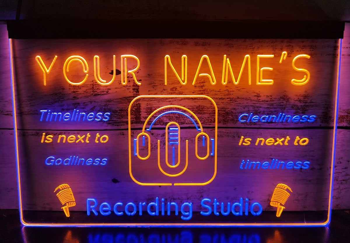 Custom Your Name Recording Studio Led Neon Sign Dual Color Wall Hanging Desktop Decor