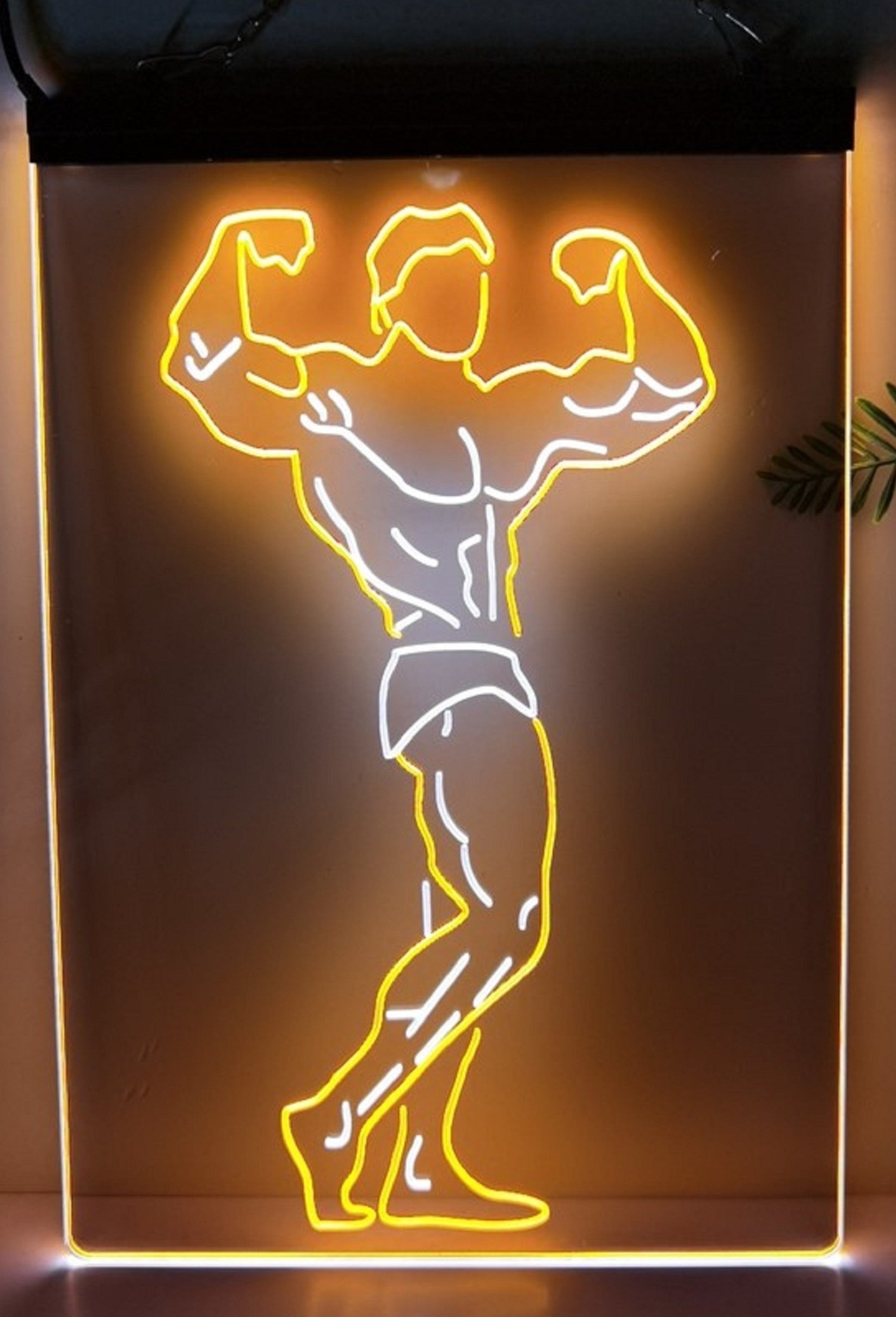 Bodybuilder Led Neon Sign Dual Color Home Gym Athletic Club Gymnasium Decor
