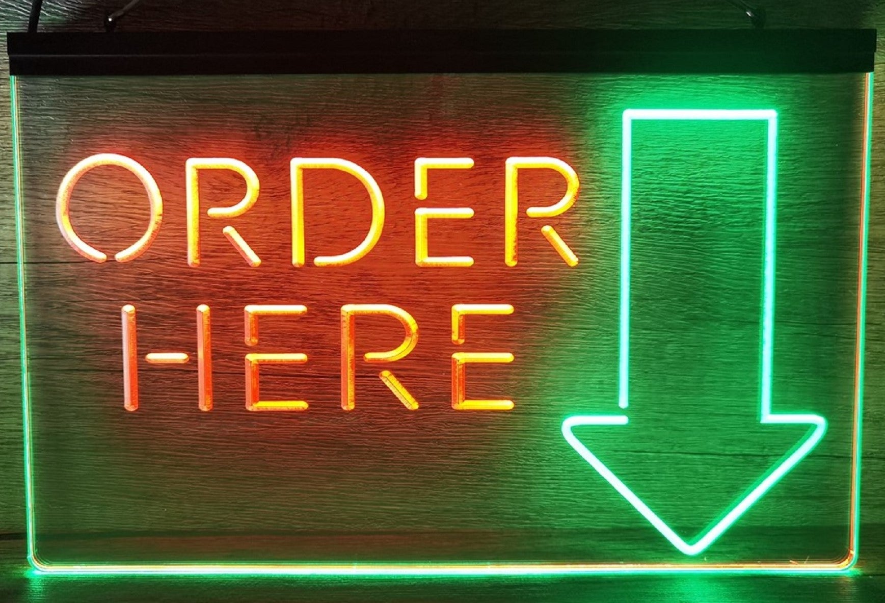 Order Here Led Neon Sign Dual Color Shop Restaurant Decor Wall Hanging Desktop