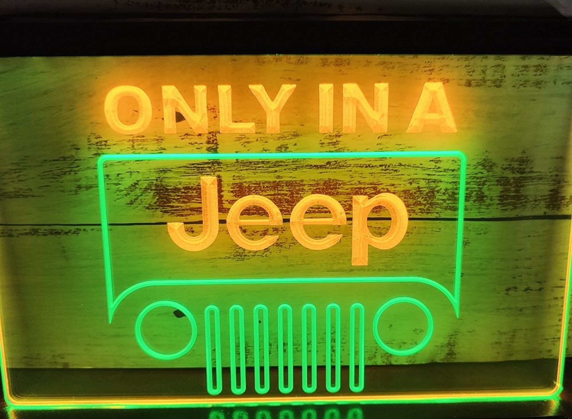 Only In A Jeep Led Neon Sign Dual Color Wall Hanging Or Desktop Decor