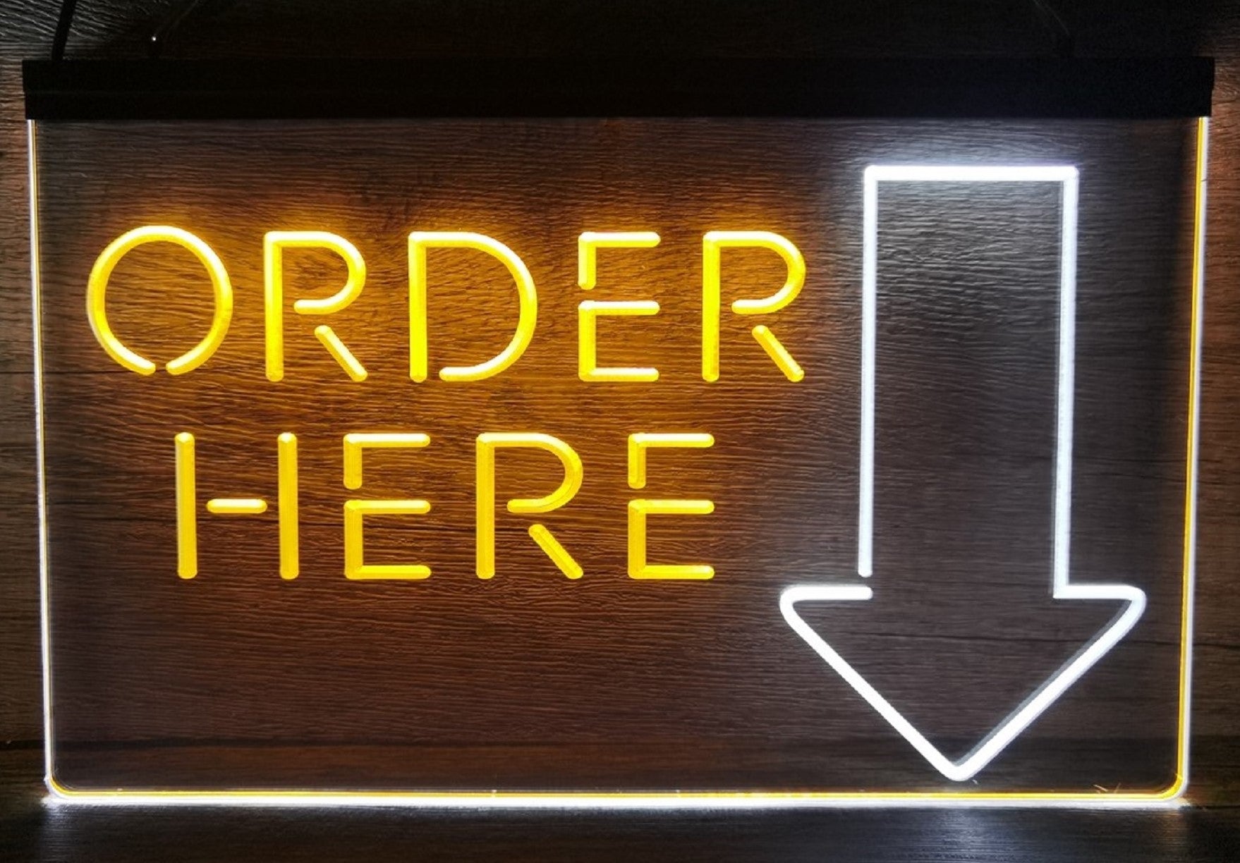 Order Here Led Neon Sign Dual Color Shop Restaurant Decor Wall Hanging Desktop