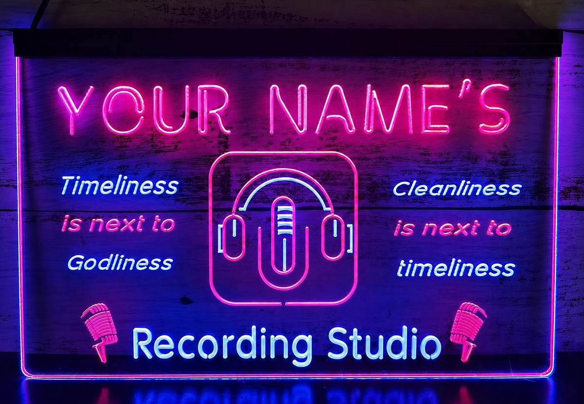 Custom Your Name Recording Studio Led Neon Sign Dual Color Wall Hanging Desktop Decor