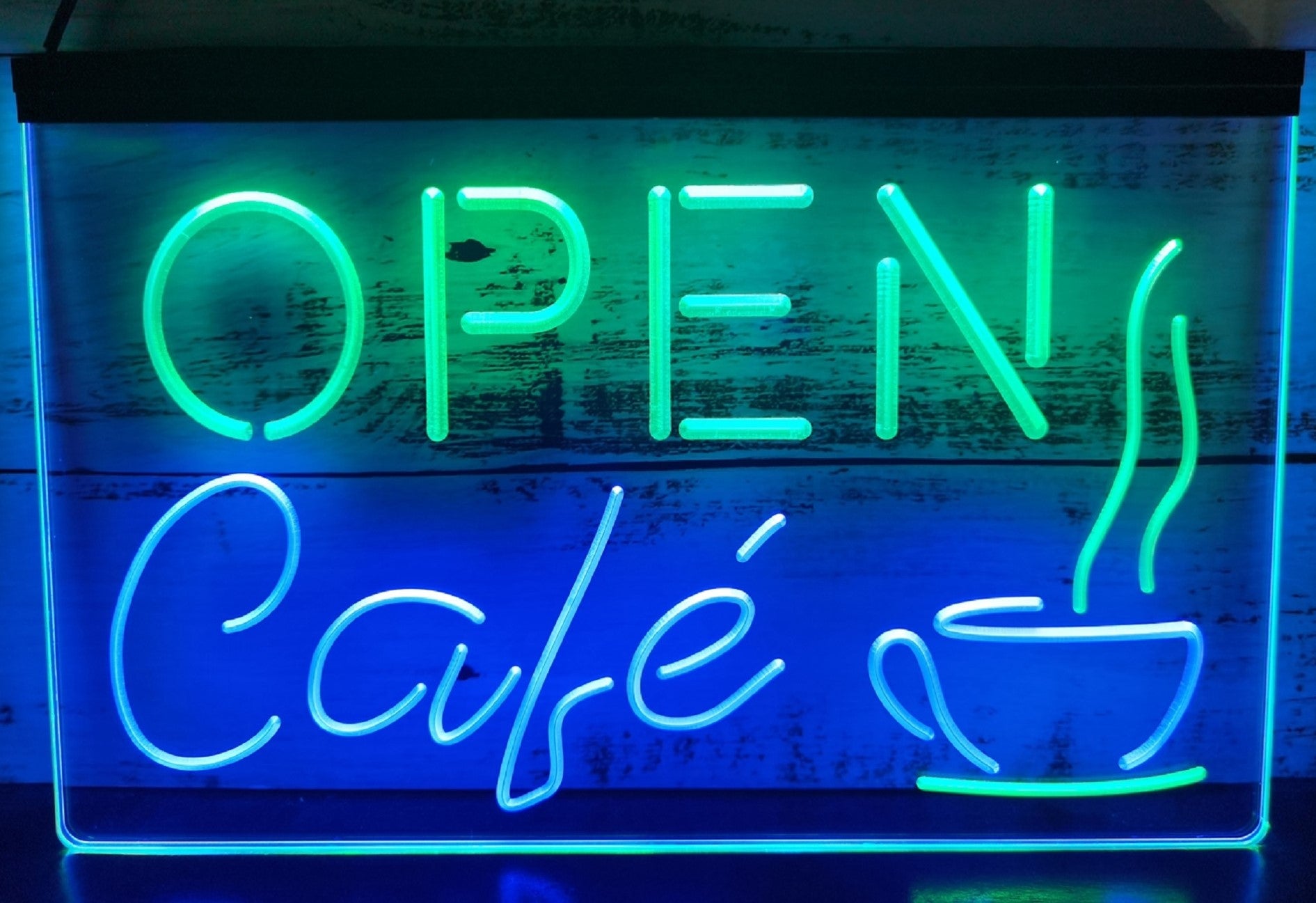 Open Café Led Neon Sign Dual Color Coffee Shop Decor Wall Hanging