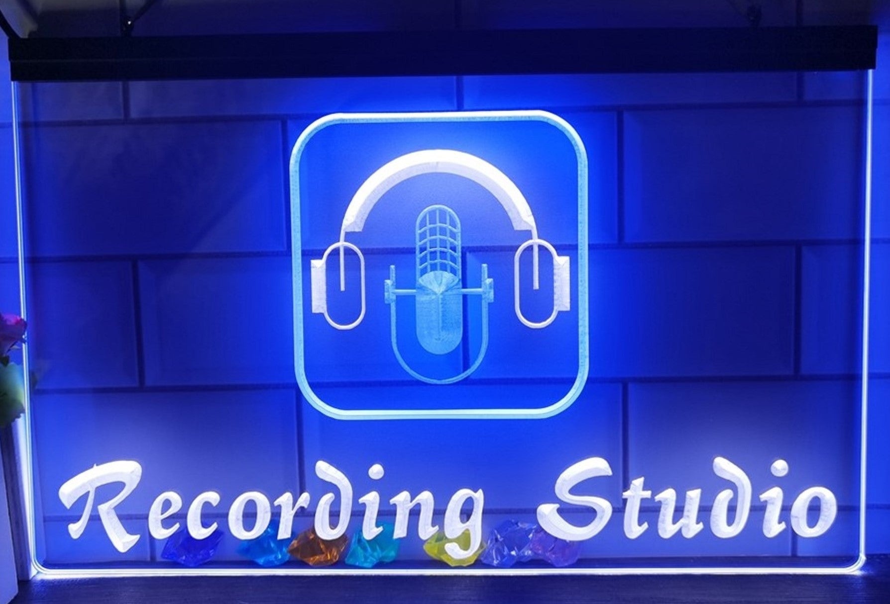 Recording Studio Headphone Led Neon Sign Dual Color Home Music Room Recording Studio Decor