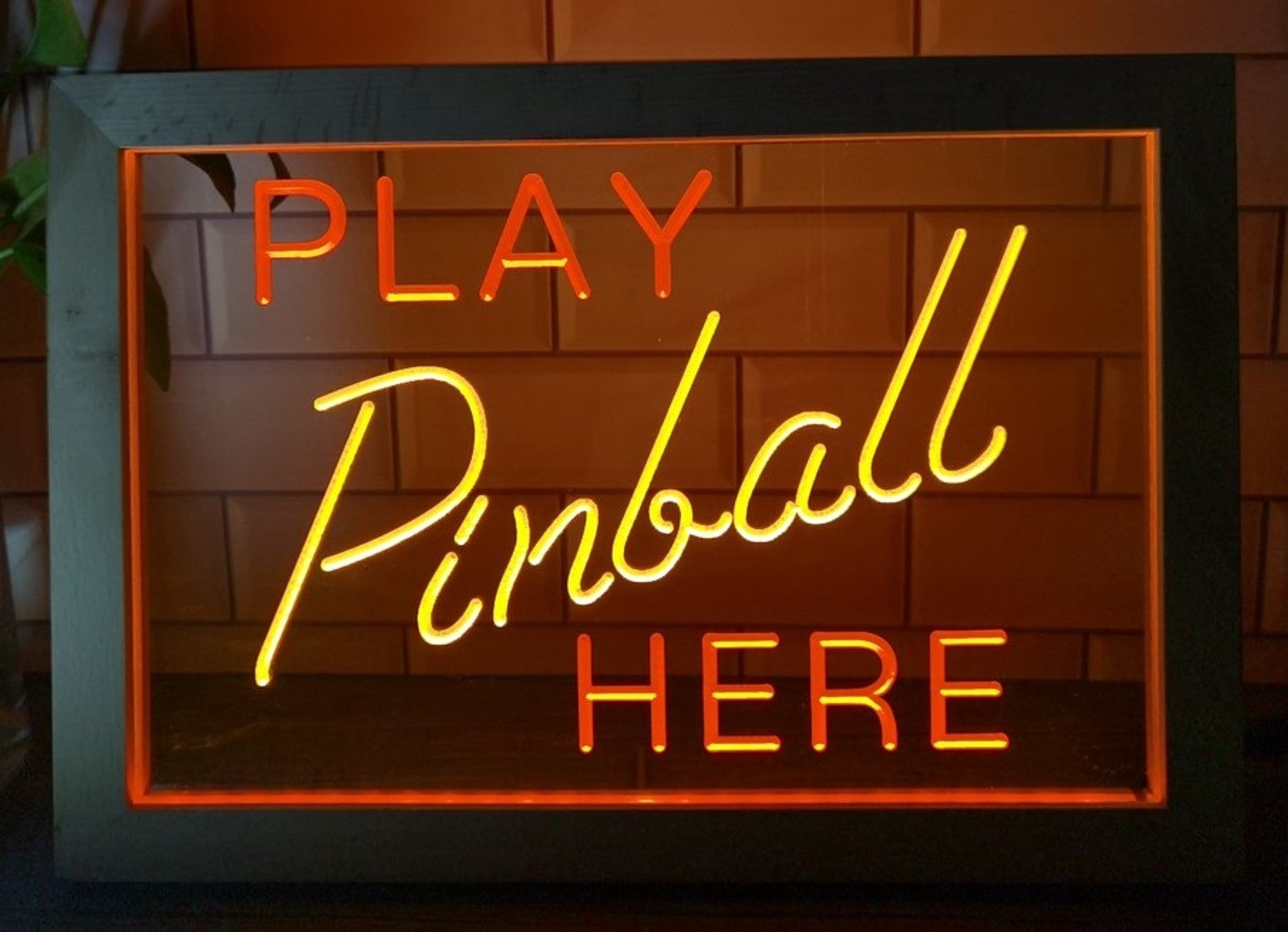 Play Pinball Here Led Neon Sign Framed Arcade Pinball Shop Decor