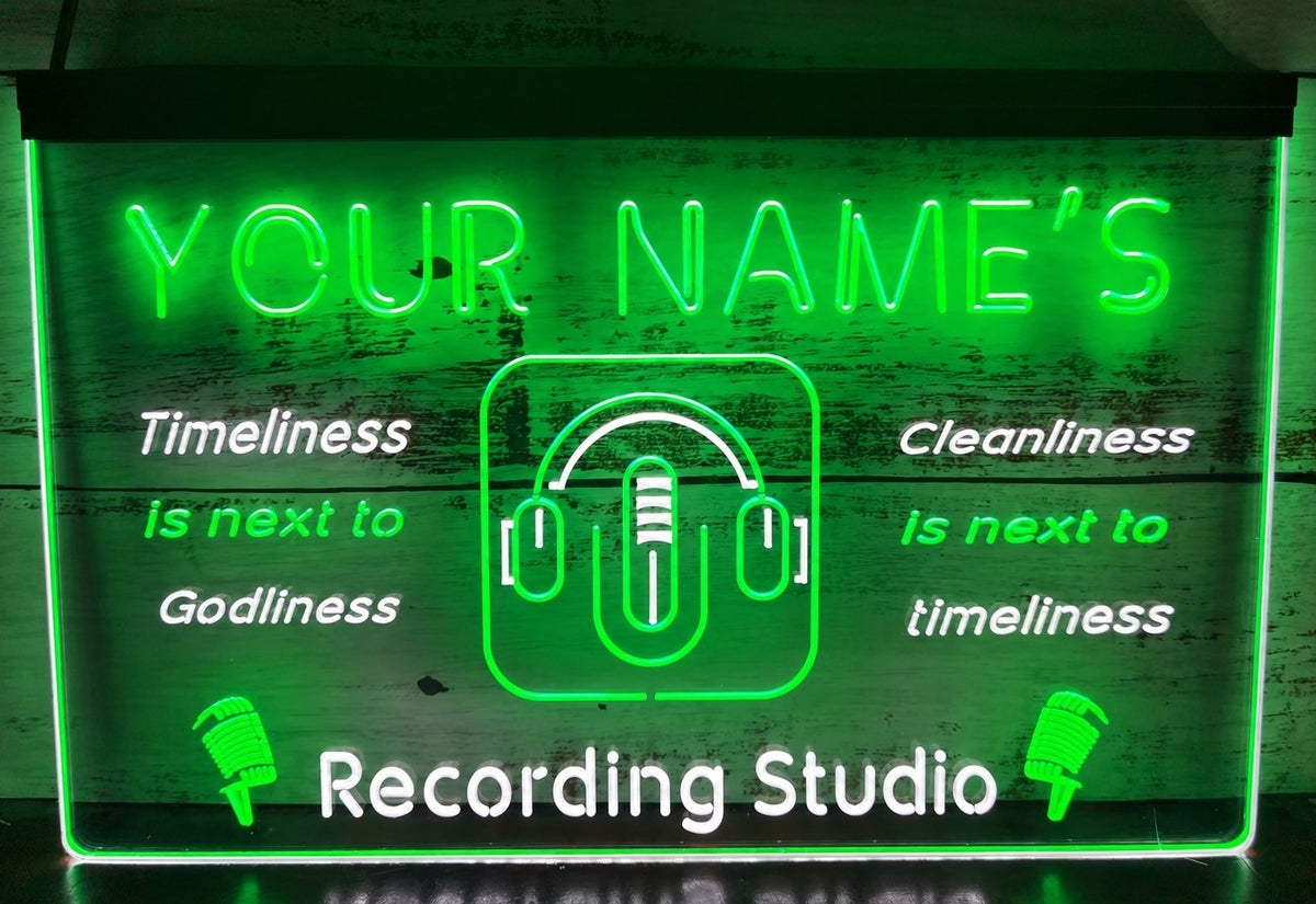 Custom Your Name Recording Studio Led Neon Sign Dual Color Wall Hanging Desktop Decor